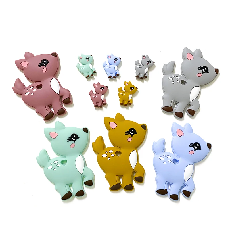 

1pcs Silicone Fawn Baby Bead Teething Toys Animal Shape Baby Pacifier Chain Accessories