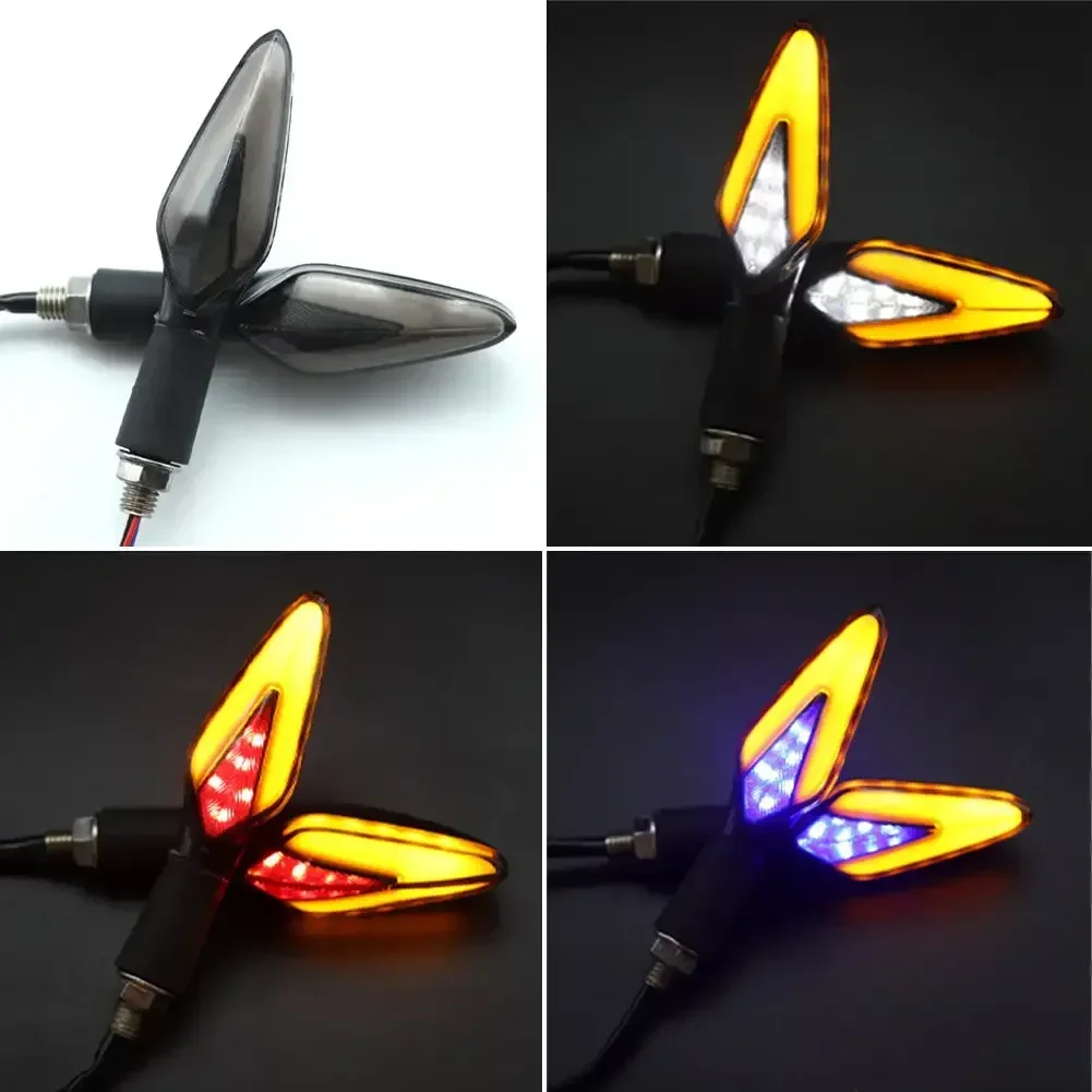 2Pcs Motorbike Dynamic LED Lamp Scooter Accessories Motorcycle Turn Signal Flowing LED Tail Light Universal Braking Running Lamp