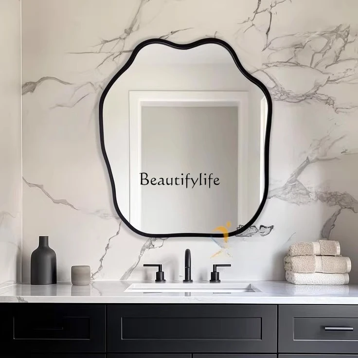 1**Bathroom mirror wall hanging irregular makeup special-shaped light luxury home art decorative mirror