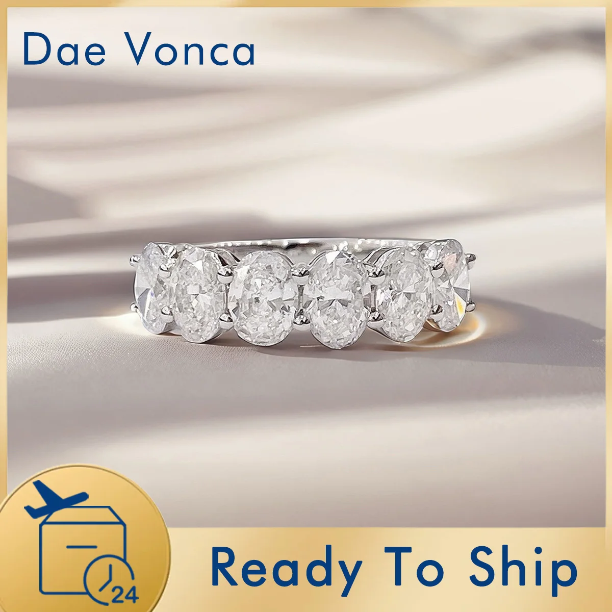 

2.4CT Oval Cut Half Eternity Diamond Ring Classical 18K White Gold Six Stones Oval Lab Grown Diamond Rings