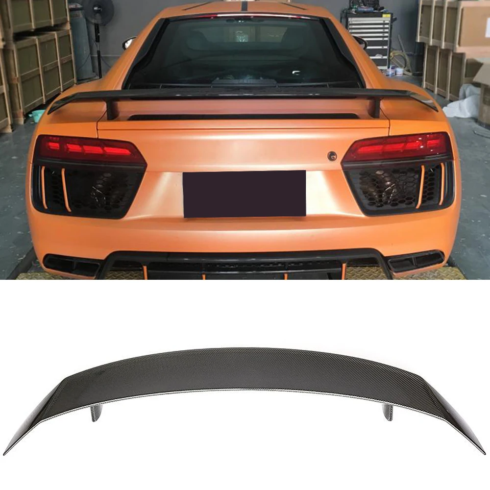 For R8 Rear Trunk Wing Spoiler Lip For Audi R8 Coupe 2016 - 2019 Car Rear Tail Trunl Boot Lip Spoiler Carbon Fiber