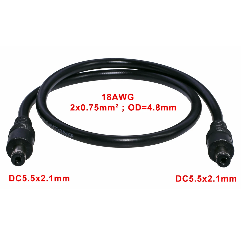 18AWG DC enchufe de alimentación 5,5x2,1mm macho a 5,5x2,1mm macho CCTV Cable conector adaptador 12V 10A cables de extensión de alimentación 0,5 m/1m