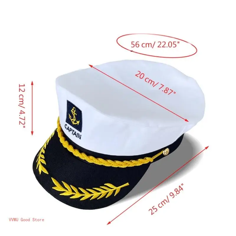 Kids Yacht Boat Ship Captain Cosplay Hat Marine Embroidered