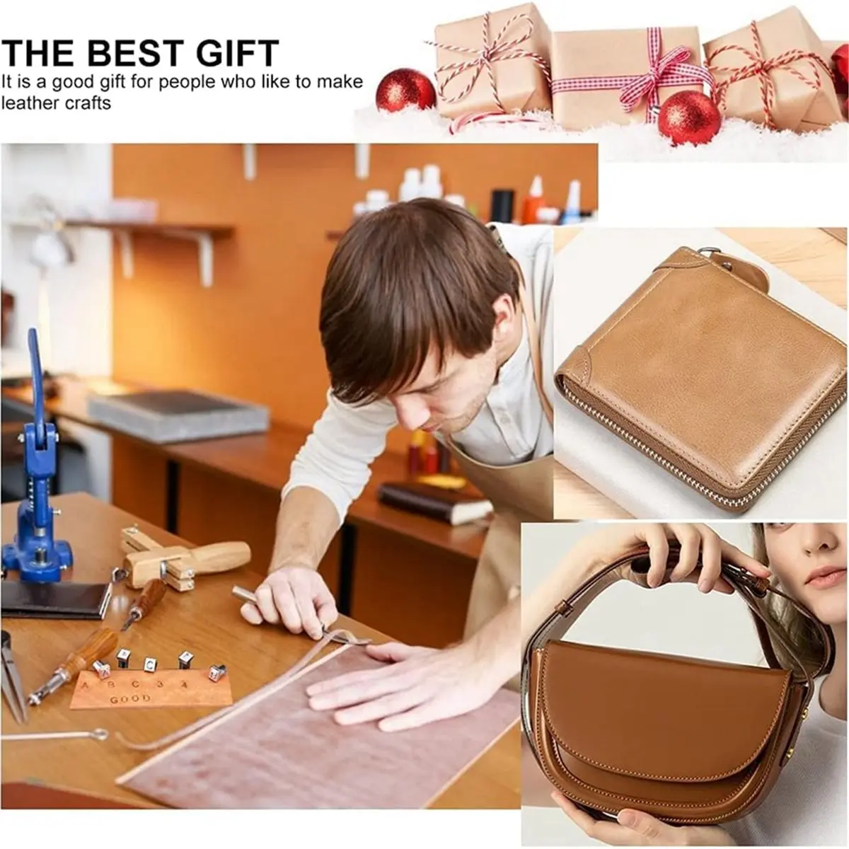 2026 NEW Leather Stamping Tools with Rubber Hammer, 71 PCS Leather Stamp Punch Set for Carving, Saddle Making and Craft DIY