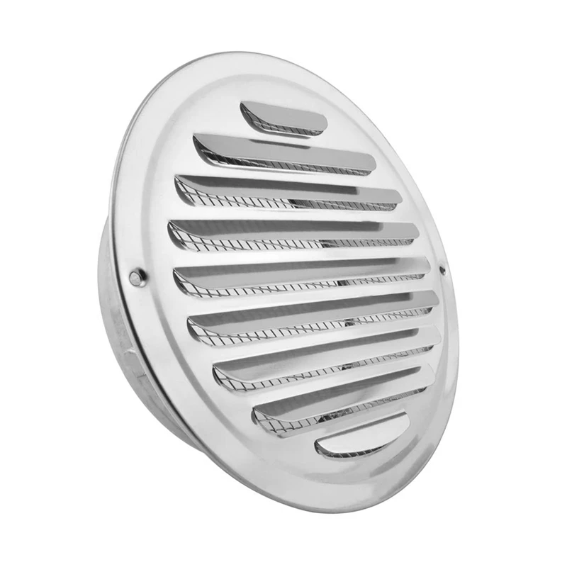 Stainless Steel Air Vents, Louvered Grille Cover Vent Hood Flat Ducting Ventilation Air Vent Wall Air Outlet With Fly Screen Mes