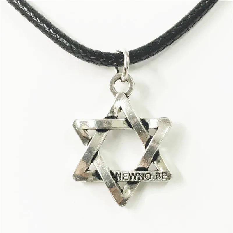 Fashion Retro Black Rope Hexagram Choker Necklace Lucky Six Star Pendant Necklace For Man Women Jewelry Wholesale