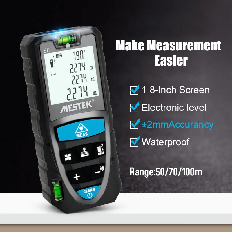 MESTEK 50M/100M Laser Distance Meter Diastimeter Laser Rangefinder Measure Tape Medidor Trena Tape Range Finder