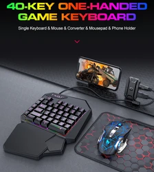 Gaming Keyboard Set One Hand Keyboard Mouse Converter Mobile Game Converter Backlight Mobile Controller Gamer Accessories TF900