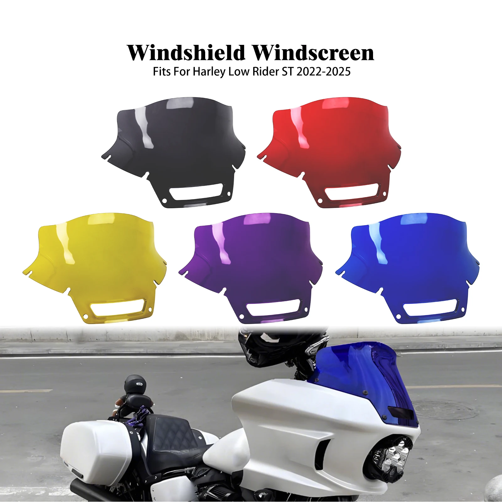 Motorcycle Windshield Headlight Fairing Windscreen Wind Deflector Black/Red/Yellow/Purple/Blue For Harley Low Rider ST 2022-2025