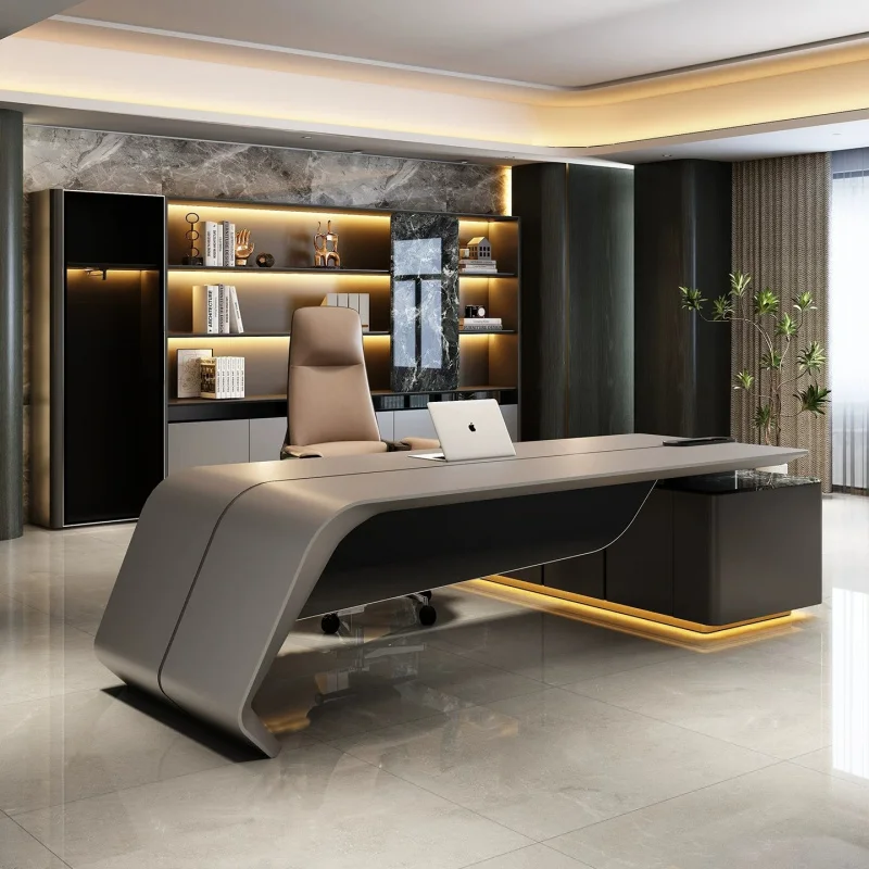 Foshan high-end light luxury executive desk, E0 grade eco-friendly,'s office desk, CEO executive desk, high-end executi