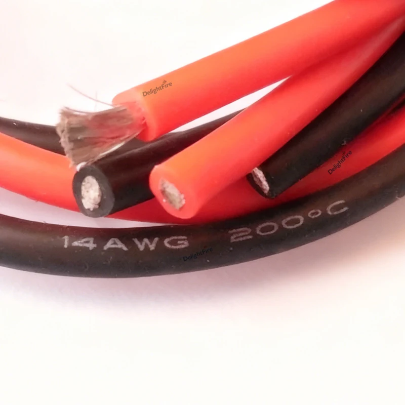 

Силиконовый кабель 14AWG, термостойкий удлинитель, красный, черный, электрический провод для батареи, солнечная панель, автомобильная электронная DIY