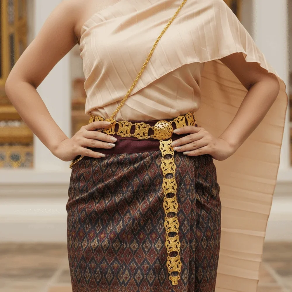 التقليدية الفضة العرقية نمط حزام التقليدية ماليزيا الذهب حزام شرابة المعصم مجوهرات سلسلة الخصر المعدنية مهرجان التبعي #5