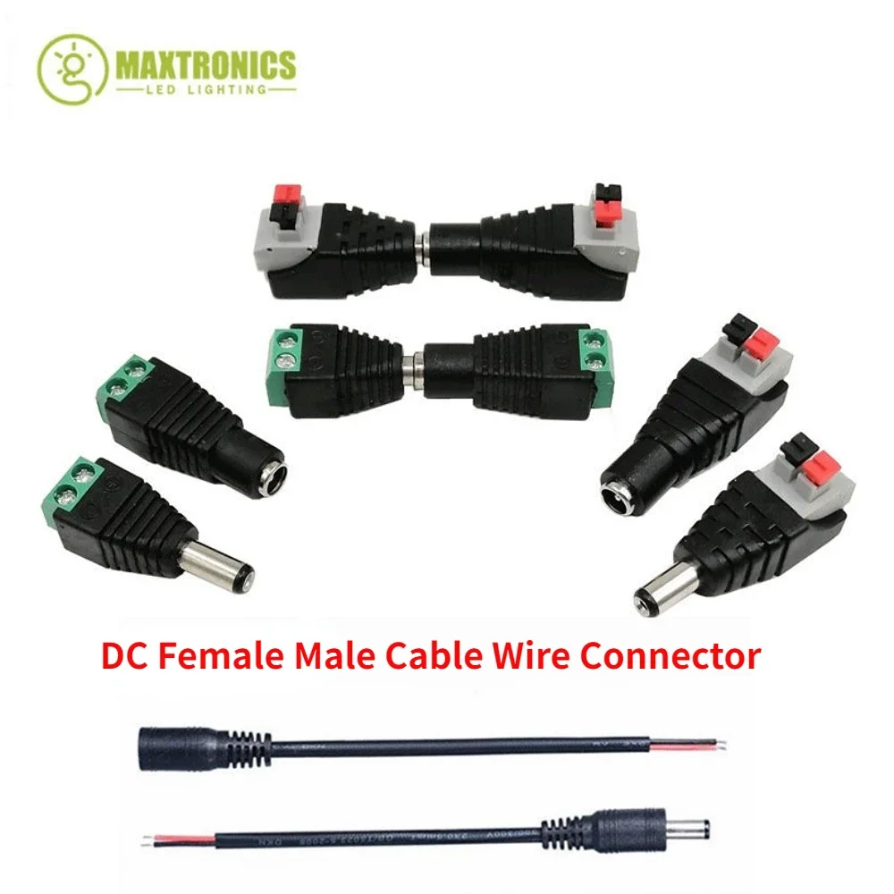 10pairs LED DC Plug 5.5x2.1mm Plug DC Female Male Cable Wire Connector For 3528 5050 Single Color LED Strip Lighting CCTV Camera