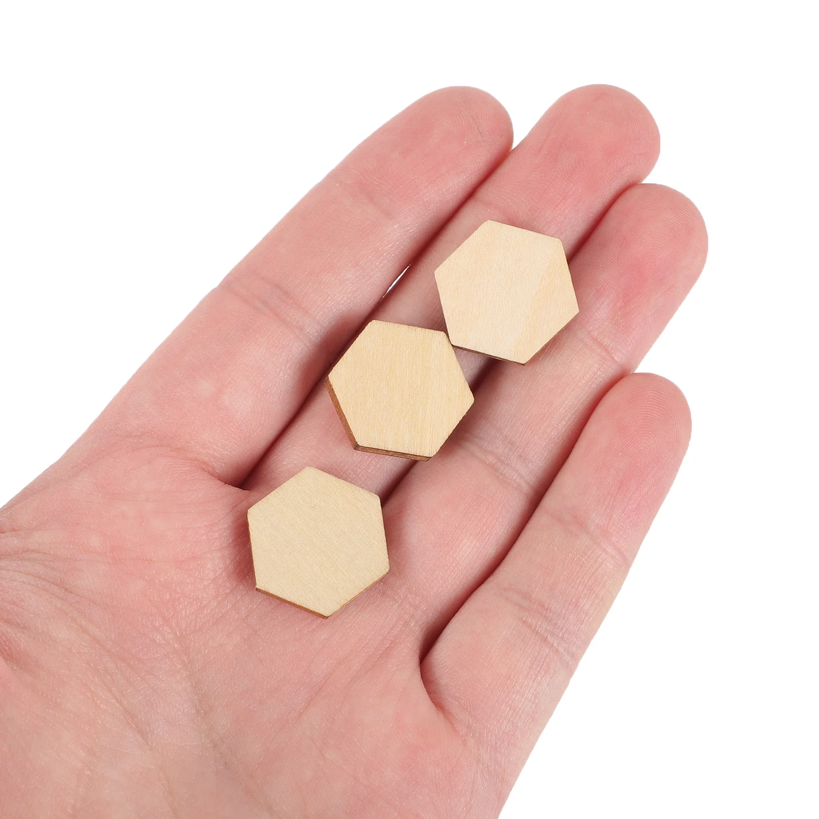 

100Pcs Beech Wooden Hexagonal Shapes Smooth Surface DIY Crafts Embellishments Party Wedding Birthday Christmas