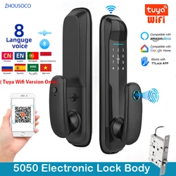 Brazil Smart Door Lock TUYA WiFi or TTLock APP Fingerprint Biometric Frosted Panel Digital Password IC Card Key Electronic Lock