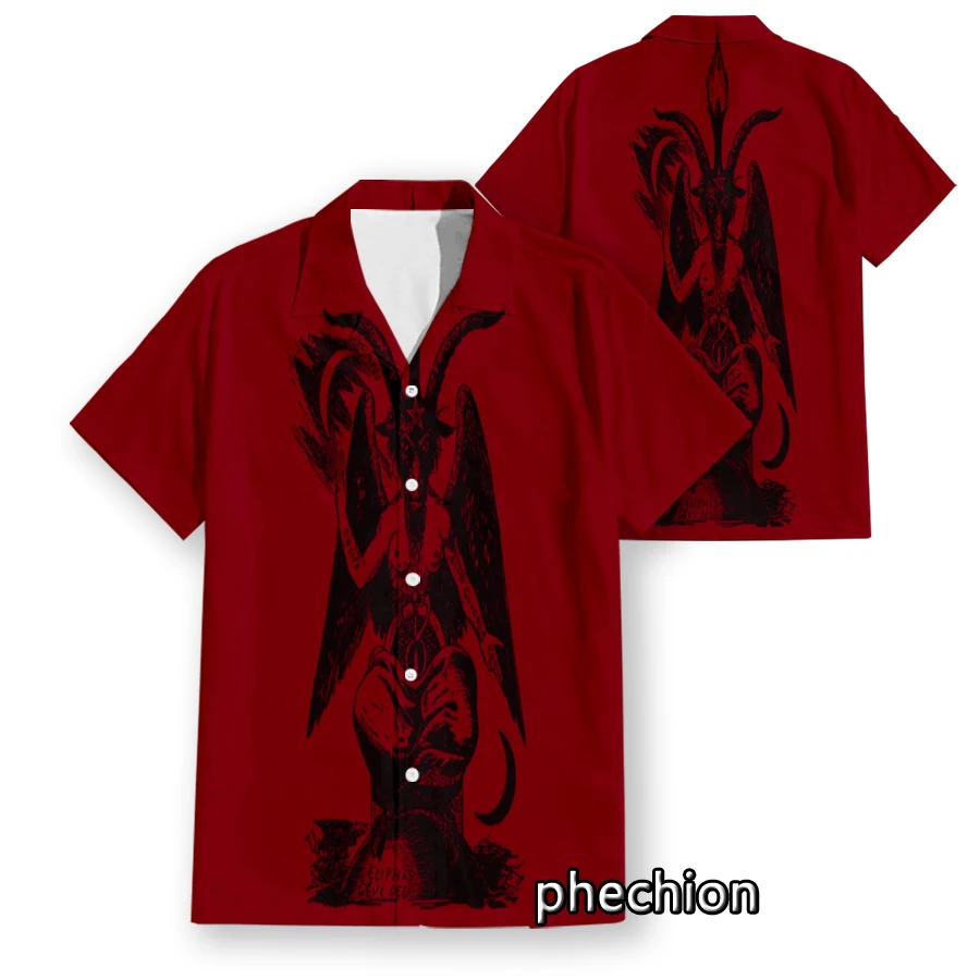 

Hawaiian Short Sleeve Men's Shirt Satanic Skull Red Tattoo Funny 3D Printed Casual Shirts Fashion Men Tops W37