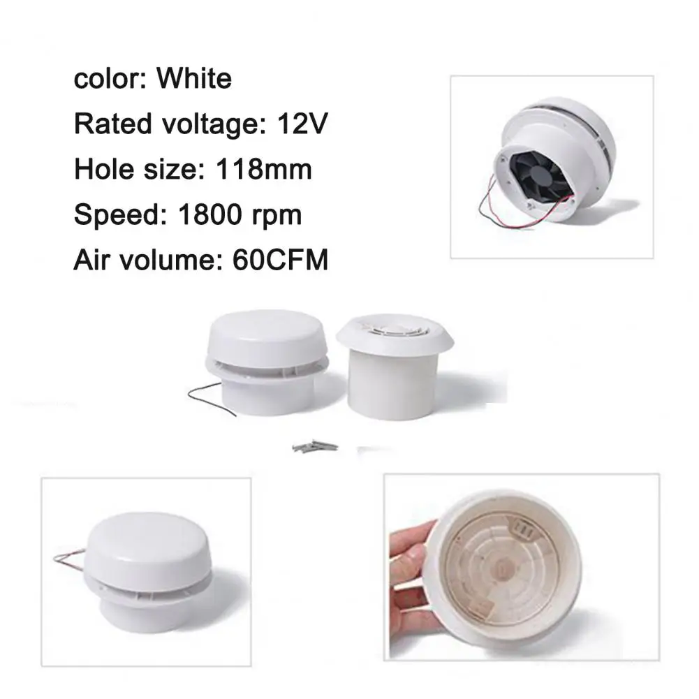 12V Noiseless Roof Vent Ventilation Cooling Exhaust Fan RV Energy-saving Motorhome Fan For Travel Motor Homes Trailer Vents