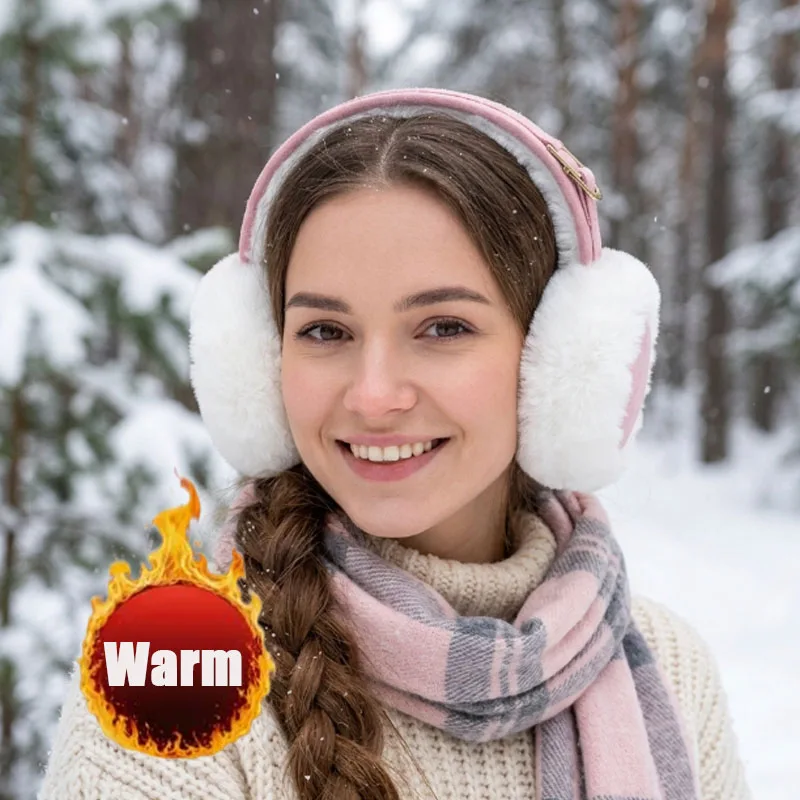1-3PCS Warm Fluffy Ear Muffs Winter Foldable Ear Warmer Soft Windproof Ear Cover for Women Men Cycling Outdoor Cold Weather
