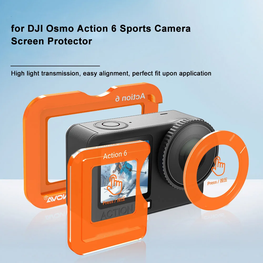 

2 pcs HD high-definition Tempered Glass screen protector easy installation kit for DJI osmo action6 camera