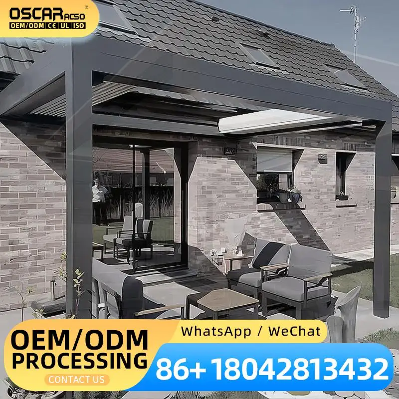

Metal Garden Pavilion Electric Canopy Outdoor Motorized Roof Aluminum Alloy Gazebo for Backyard Patio Poolside pergola