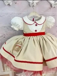 0-12Y abito da ballo da principessa turco Vintage Beige per bambina per Eid Birthday Casual