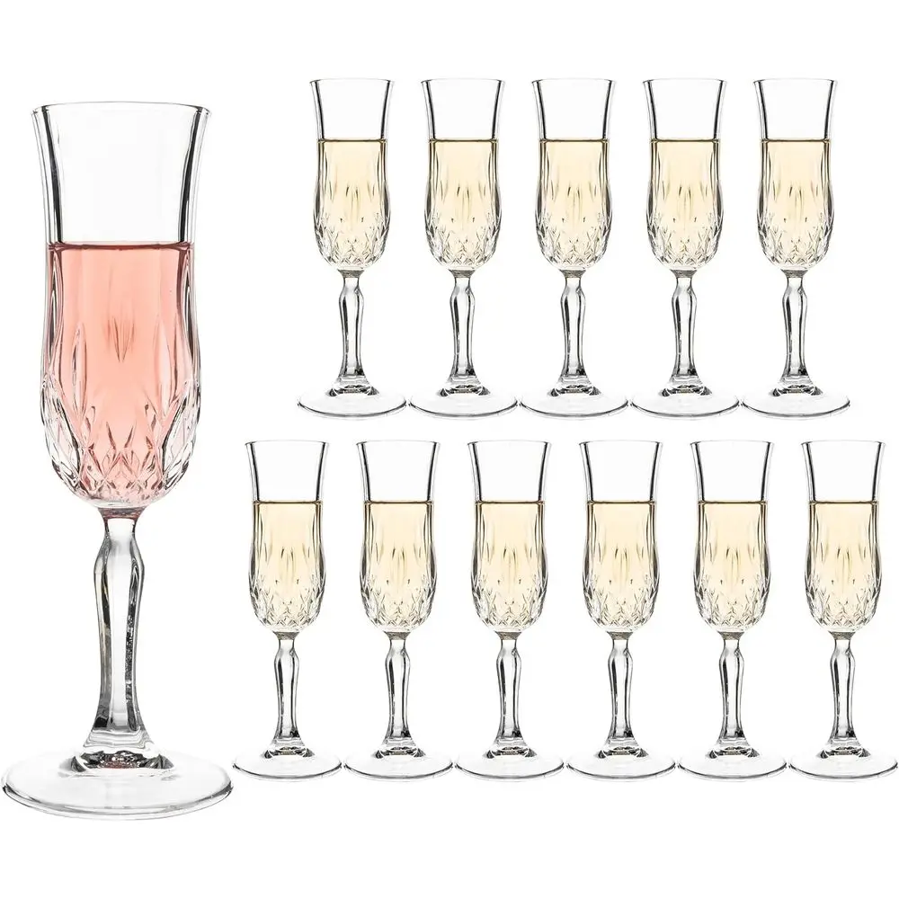 

Engraved Champagne Lutes, Set of 12, 4.16 oz Elegant Etched Glass Coupe Glasses for Wedding, Anniversary, Bridal Shower & Partie