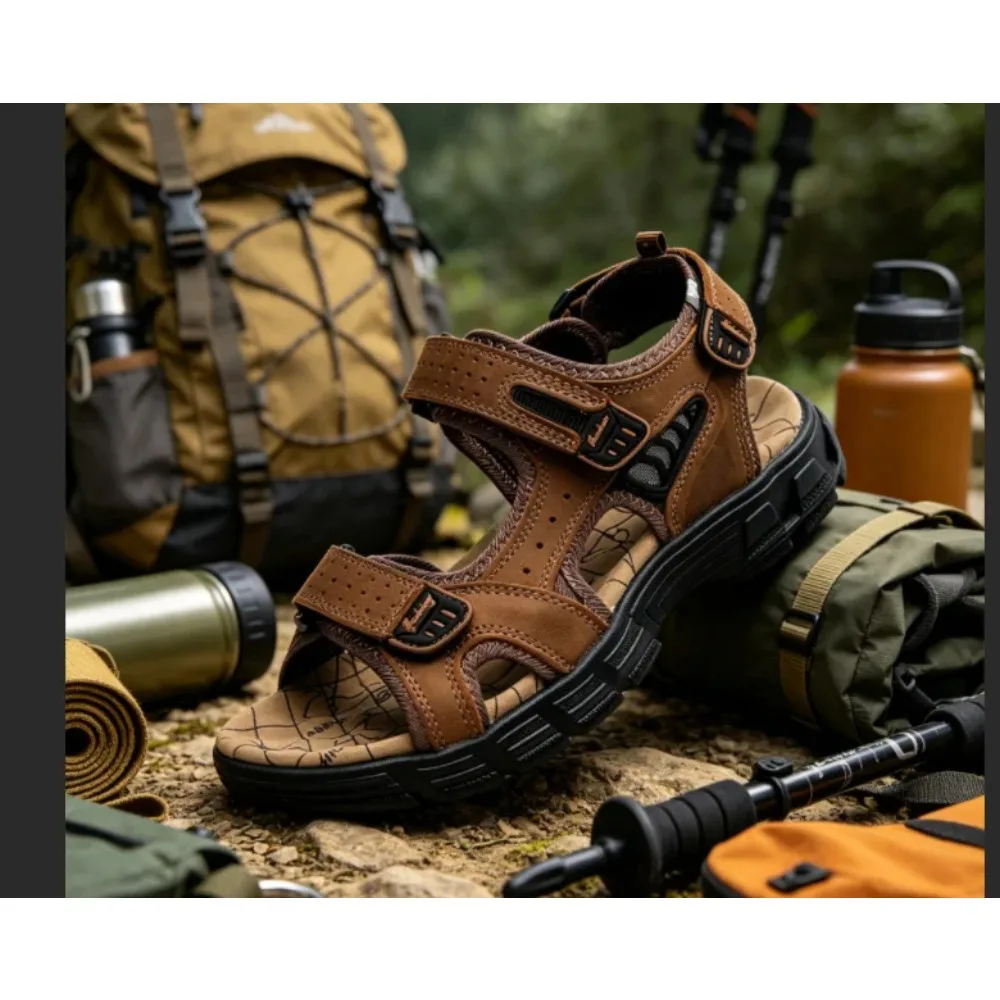 

Genuine Leather Men's Sandals Summer Leisure Men Shoes High Quality Soft Casual Sandals for Men Beach Hiking Men's Shoes Size 46