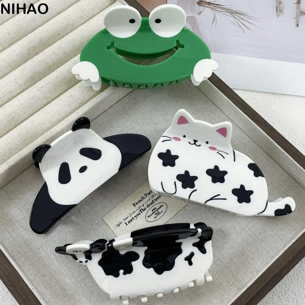 Cute Cow Panda Hair Claw Cat Korean Style Animal Claw Clip Headwear Hair Accessories Acetic Acid Hair Claw Girls