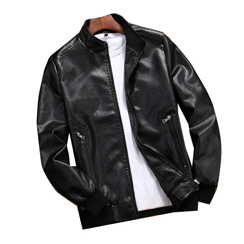 

Men Autumn winter stand collar Leather Jackets Coats male Motorcycle Leather Jacket Artificial leather PU Casual Leather Coats