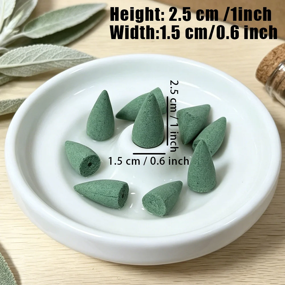 White Sage Scented Backflow Incense Cones, Natural Aromatic Fragrance, White Sage Incense Powder, Soaked in Essential Oils, with a Rich, Long-Lasting Scent, Perfect for Yoga, Meditation, Reading, Hosting Guests, and as a Room Decoration Gift. view 2