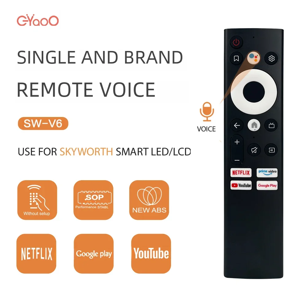 Voice Replacement Remote Control for SKYWORTH Samrt TV 55Q20 with Apps Netflix Prime-Video YouTube Google Play