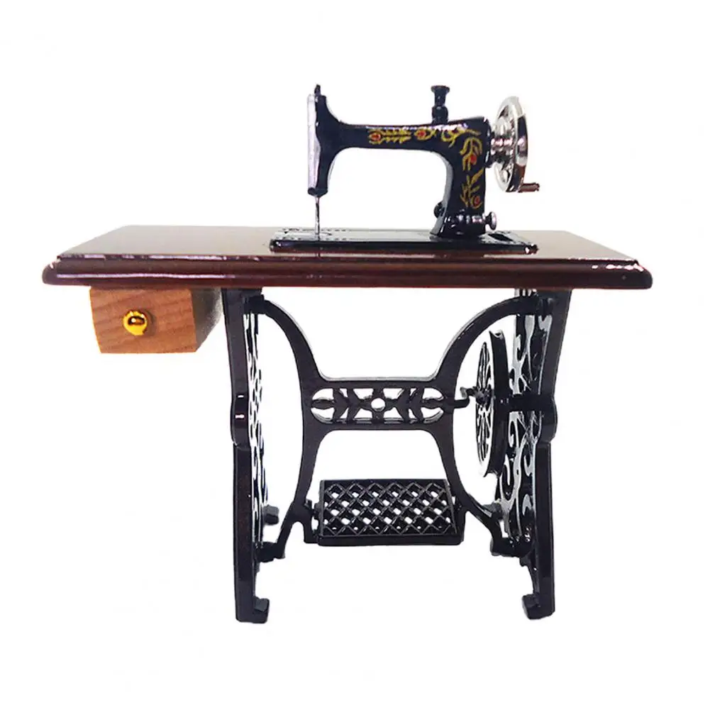 1:12/1:10 Dollhouse Sewing Machine Realistic Decorative Metal Meticulous Workmanship Miniature Furniture Accessories