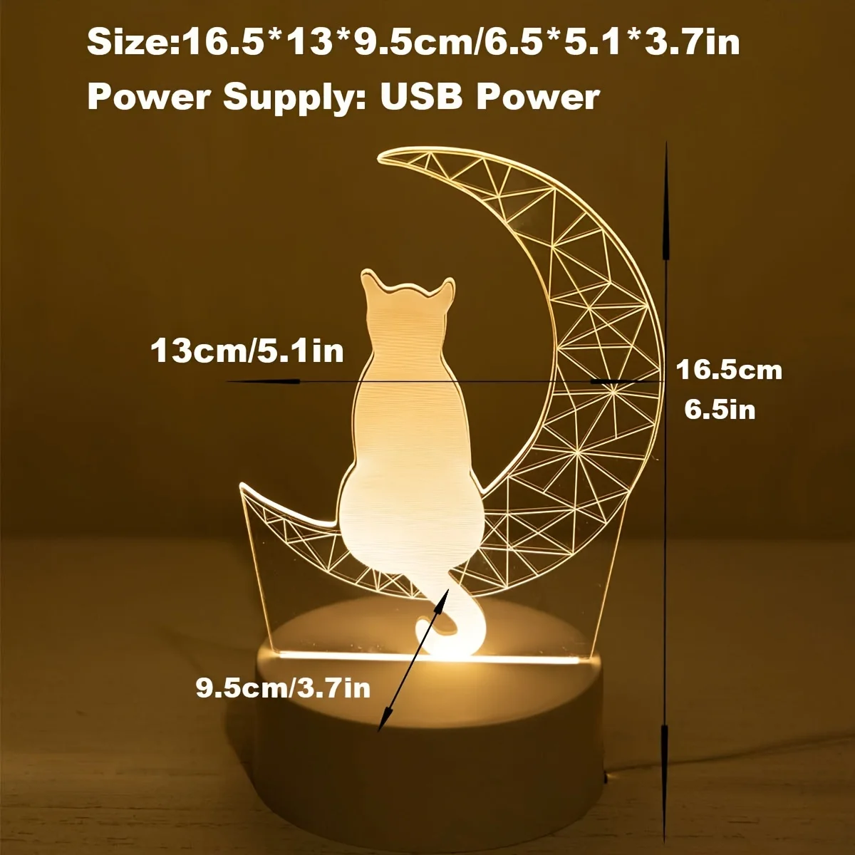 1pc USB 3D Luminous Moon Cat Creative Night Light, Home, Table, Living Room Decoration, Birthday Gift, Holiday Gift, Night Light