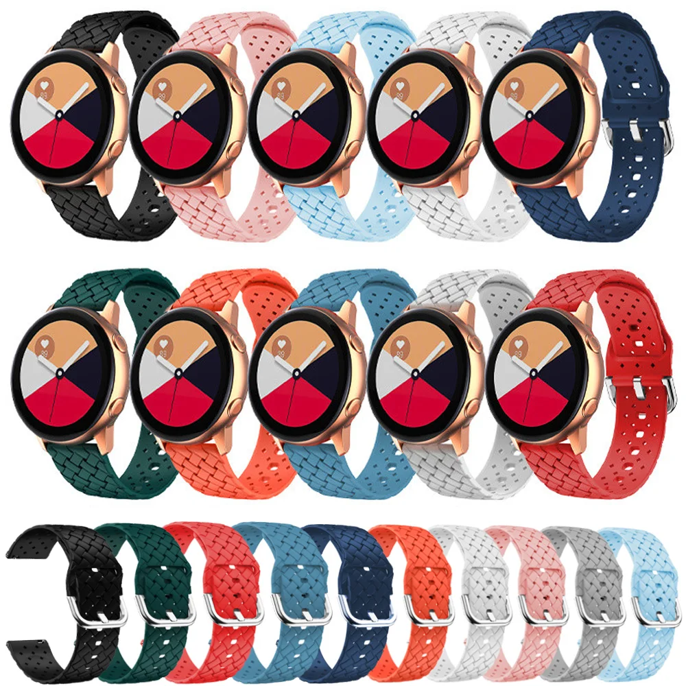 Silicone watchBand for Samsung Galaxy Watch 6/5-pro/4 Classic active 2 40mm 44mm 20mm Braided hole bracelet Huawei gt 3-2e strap