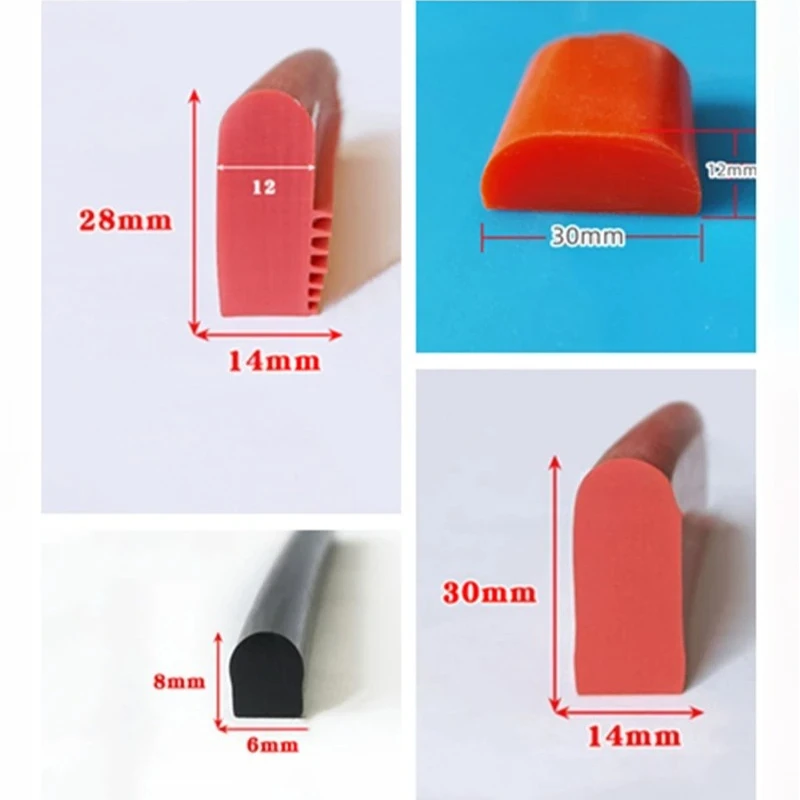 Custom D Solid Silicone Strip Sealing Bar Half Round Heat Resist Translucent Black White Red Grey