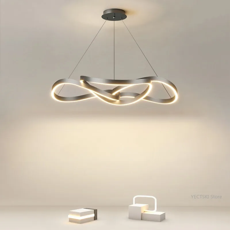 

Minimalist living room pendant light, simple and atmospheric Nordic wave lines, hall main light, bedroom dining room light