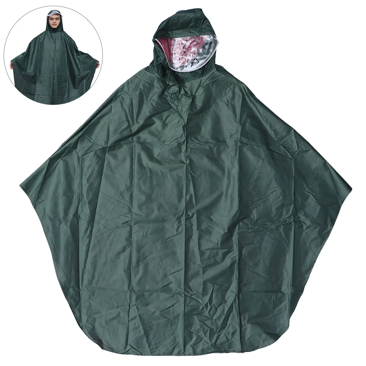 

Ladies Waterproof Jackets Bicycle Raincoat Backpacking Poncho Green Lightweight