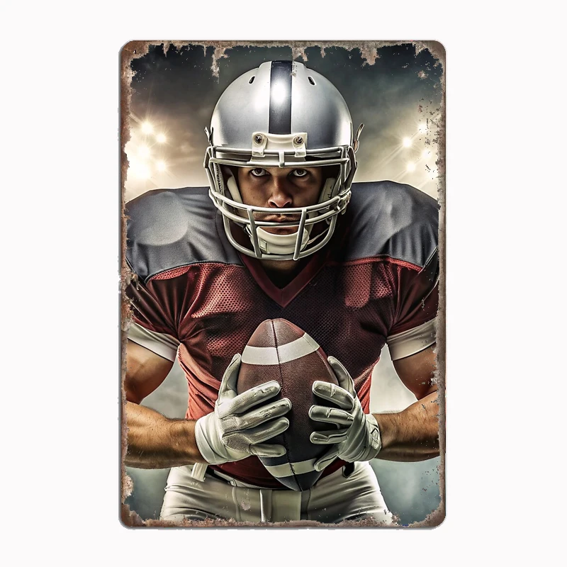 

American Football Print Poster Metal Plaque Poster Club Home Bar Cave Classic Plaques Tin Sign Room Wall Decor