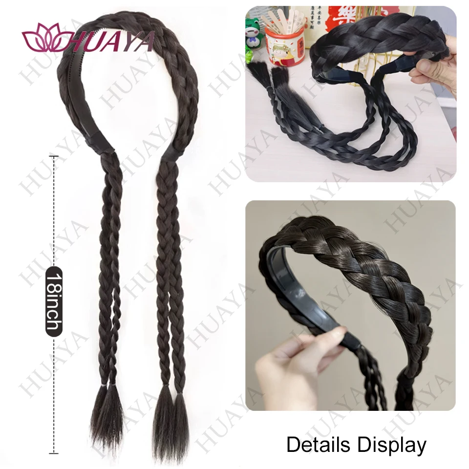 Women Synthetic Wig Twist Braided Hair Bands Fashion Braids Hair Accessories Women Bohemian Nature Headband Stretch for Party