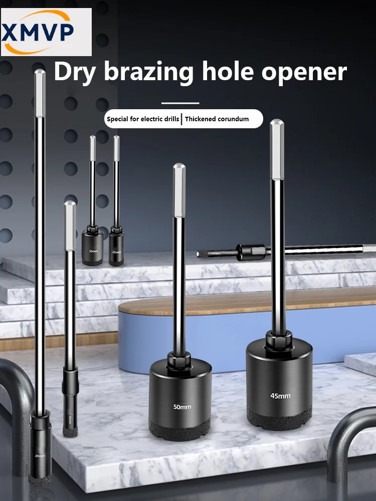 Punzonatrice per piastrelle a secco con manico esagonale esteso, punta per vetro, marmo e perforatrice per piastrelle complete, spe