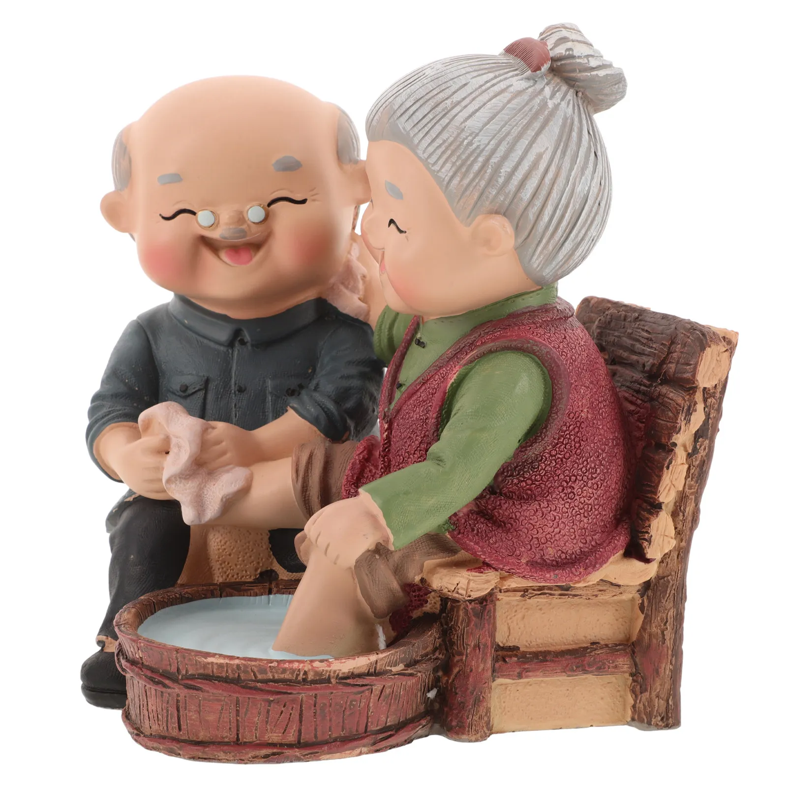 Resin Elderly Couple Sculpture Loving Grandparents Statue Miniature Old Couple Decoration for Wedding Cake Table