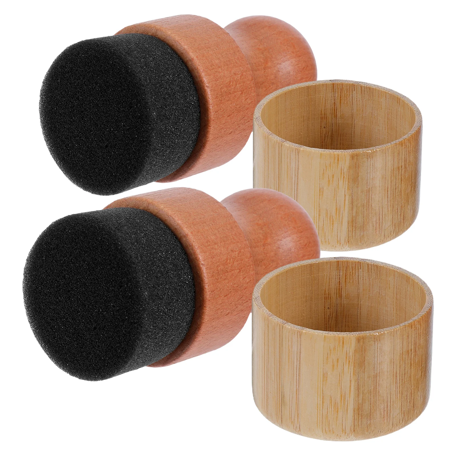 2Set Artist Sponge Applicator Kit for Precise Paint Wax Application Ergonomic Non Slip Bamboo Handle for Extended Craft Sessions