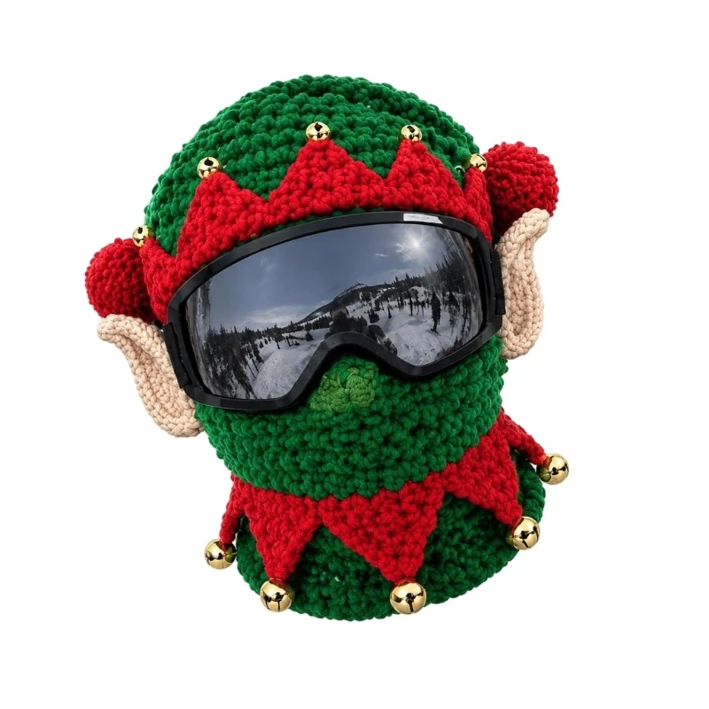 Festive Knit Ski Mask That Covers the Head, Ears and Face and Folds for Storage Between Cold-Weather Activities