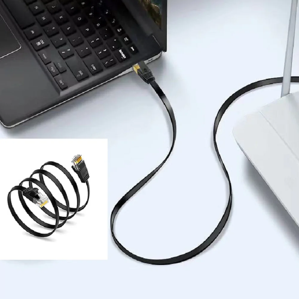 CAT8 كابل إيثرنت 40Gbps شبكة محلية مسطحة الحبل للكمبيوتر مودم الكمبيوتر المحمول PS 5 راوتر RJ45 كابل إيثرنت Cat 8 #4