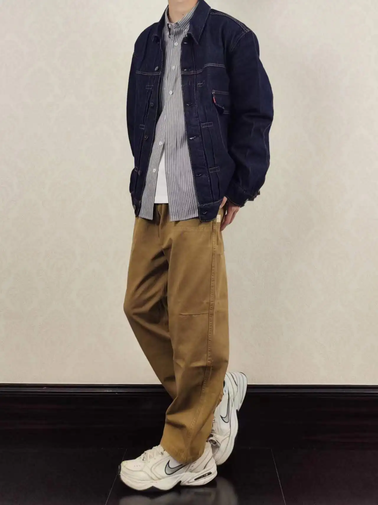 HMN Studio Frühling Herbst 2024, Herren-Arbeitskleidung, Denim, Jaet-Kragen, Irt-Baumwoll-Polyester-Mischung, verschleißfest, lang, Sve