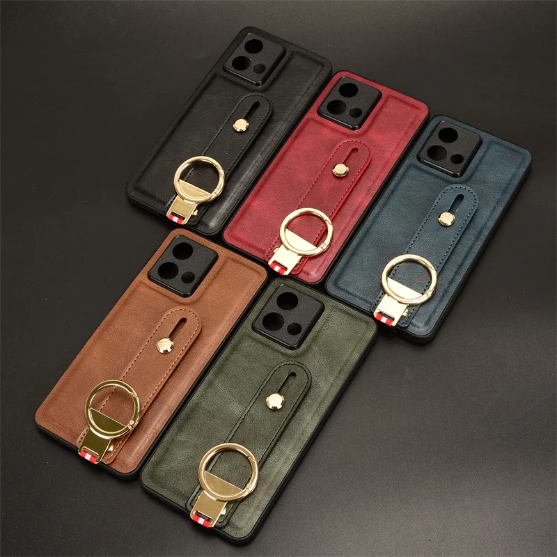 Suit For Motorola Moto G84 5G skin PU New Wristband Rear Case with Lanyard for MotoG84 G84 5G Phone Case