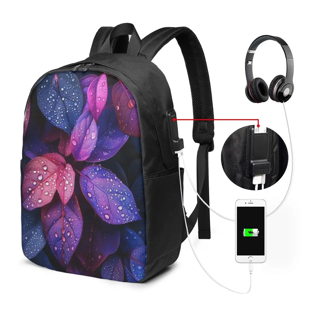 Vibrant Leaf Vintage Design Backpack Travel Notebook Bag Computer College Student School Bag Laptop Shoulder Bags for Men Women