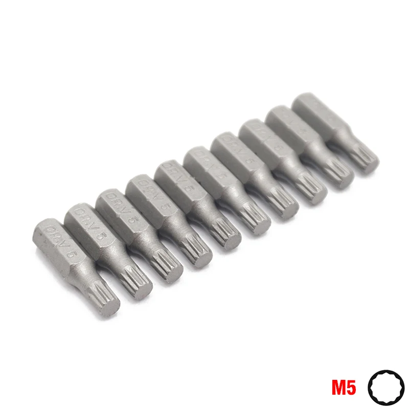 10 Buah 1/4 Cm 6.35 Mm Hex Shank 25 Mm Panjang Torq Tri Wing Spline Obeng Bit Set TW1 TW2 TW3 TW4 M5 M6 Bit