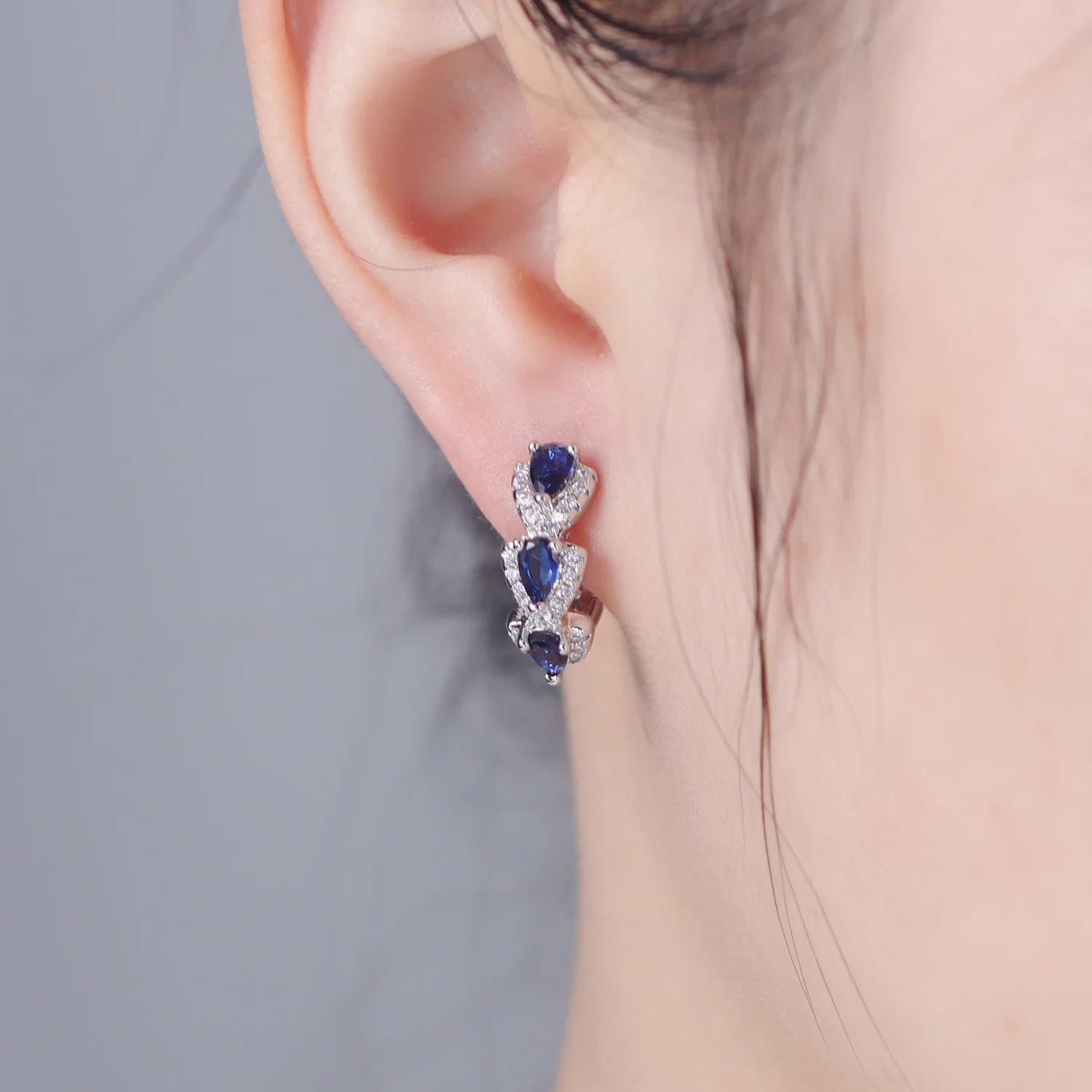 

925 Sterling Silver Dreamy Blue Zircon Earring Jewelry Zircon Circle Hoop Earring For Women Fine Wedding Birthday Party Gift