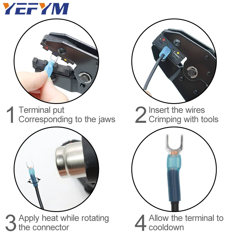 Butt Splice Heat Shrink Connectors Crimping Tool YF-125 20-10AWG Ratcheting Wire Crimper Pliers Ratchet Terminal Crimp Tools